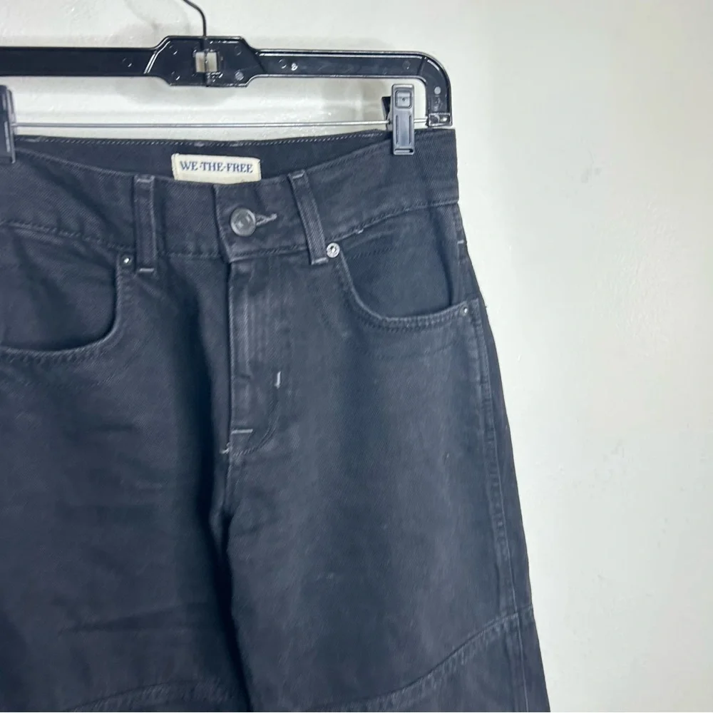 Free People 100% Cotton Black Benji Relaxed Wide Leg Jean Size 24